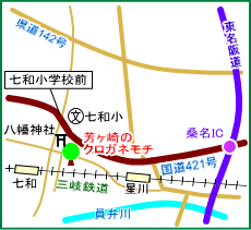 芳ヶ崎のクロガネモチ　マップ